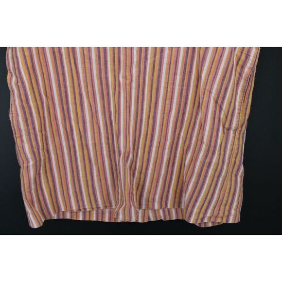 Madewell Button Back Easy Dress In Rainbow Stripe XL Linen Blend - Picture 6 of 11